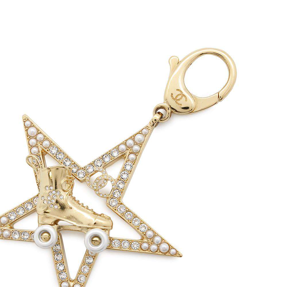 CHANEL Star Motif Bag Charm GoldABC666 Metal Rhinestone Faux Pearl