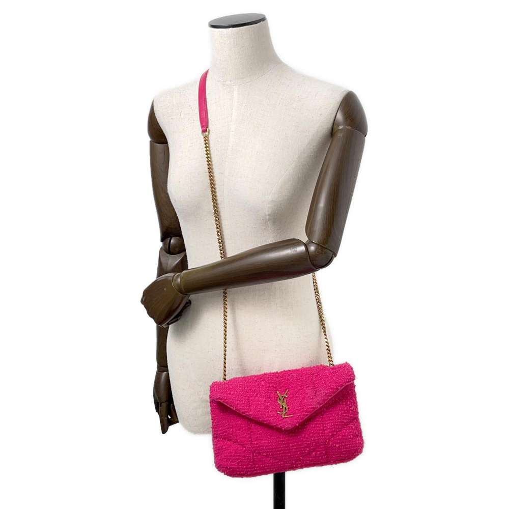SAINT LAURENT PARIS Loulou Puffer Toy Bag Shoulder Bag Pink620333 Tweed