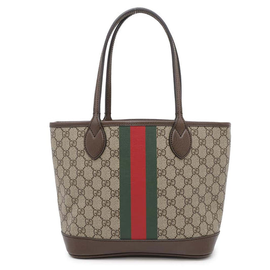 GUCCI Ophidia Tote Bag Beige/Brown726762 GG SupremeCanvas Leather Size Small