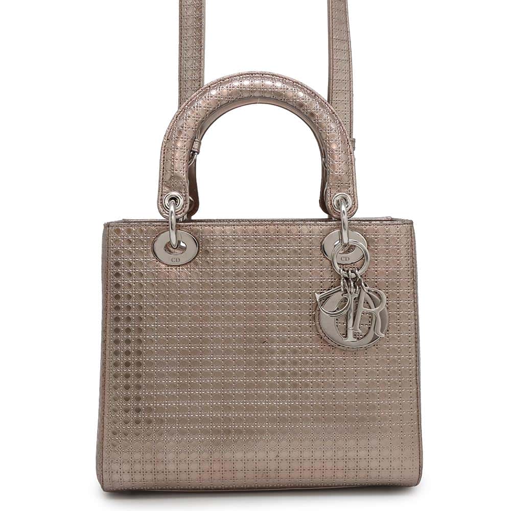 Dior ?Lady Dior 2WAYBag MetalicPinkM0550PSKC Leather Size Medium