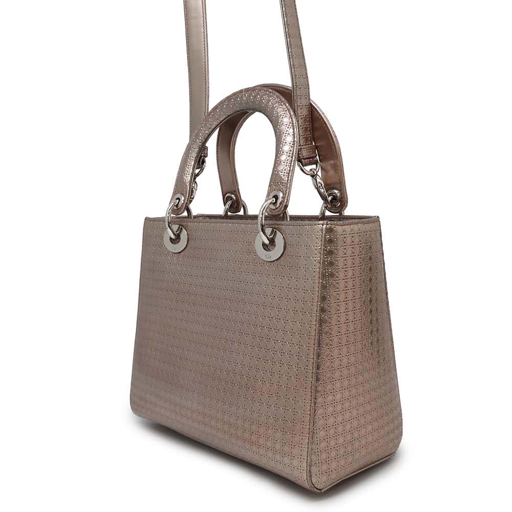 Dior ?Lady Dior 2WAYBag MetalicPinkM0550PSKC Leather Size Medium