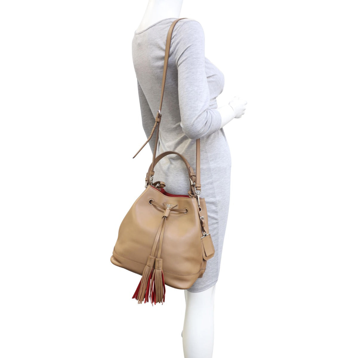 Prada City Calf Leather Bucket Bag