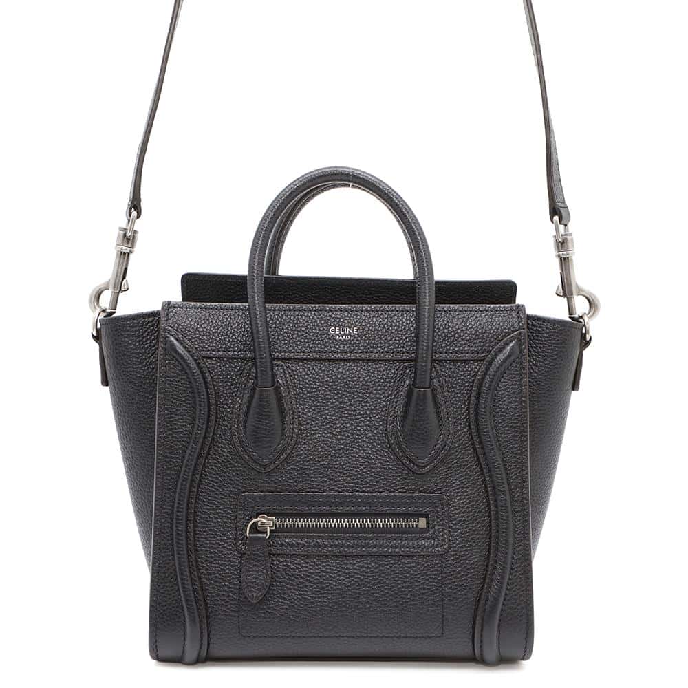 CELINE Luggage shopper Black189243DRU.38NO Drummed Calf Leather Size Nano