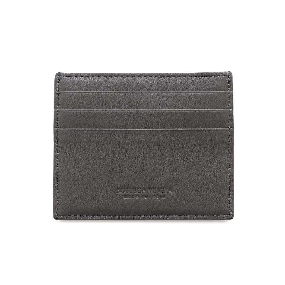 Bottega Veneta INTRECCIATO Credit Card Case Gray/Red Leather