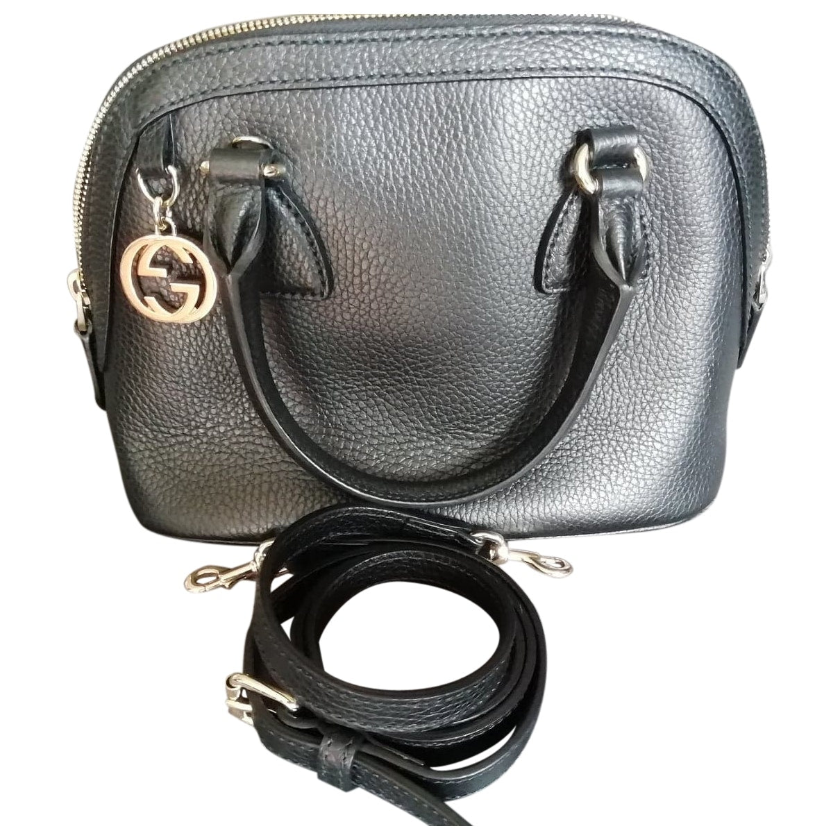 Gucci dÃ´me black leather handbag