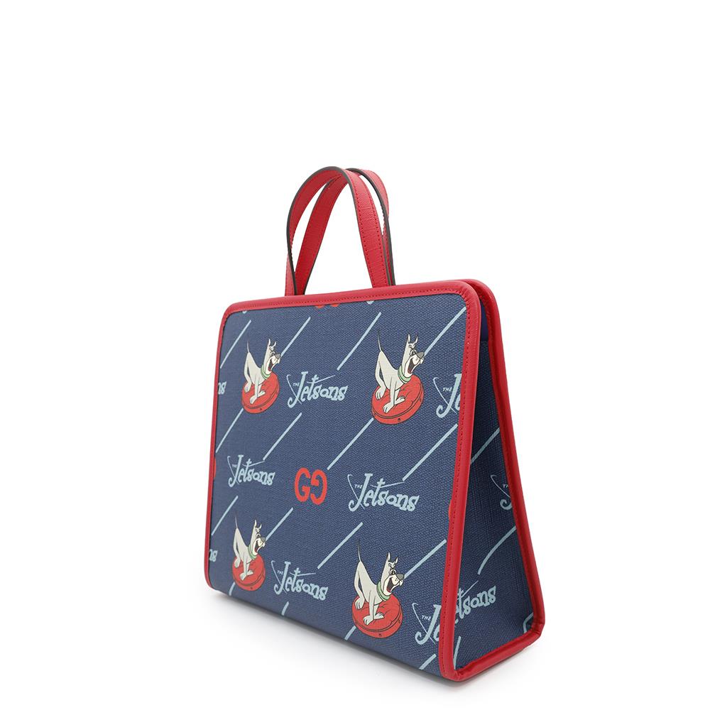 GUCCI Jetson Tote Bag Children's Navy/Red605614 PVC Coated Canvas Leather