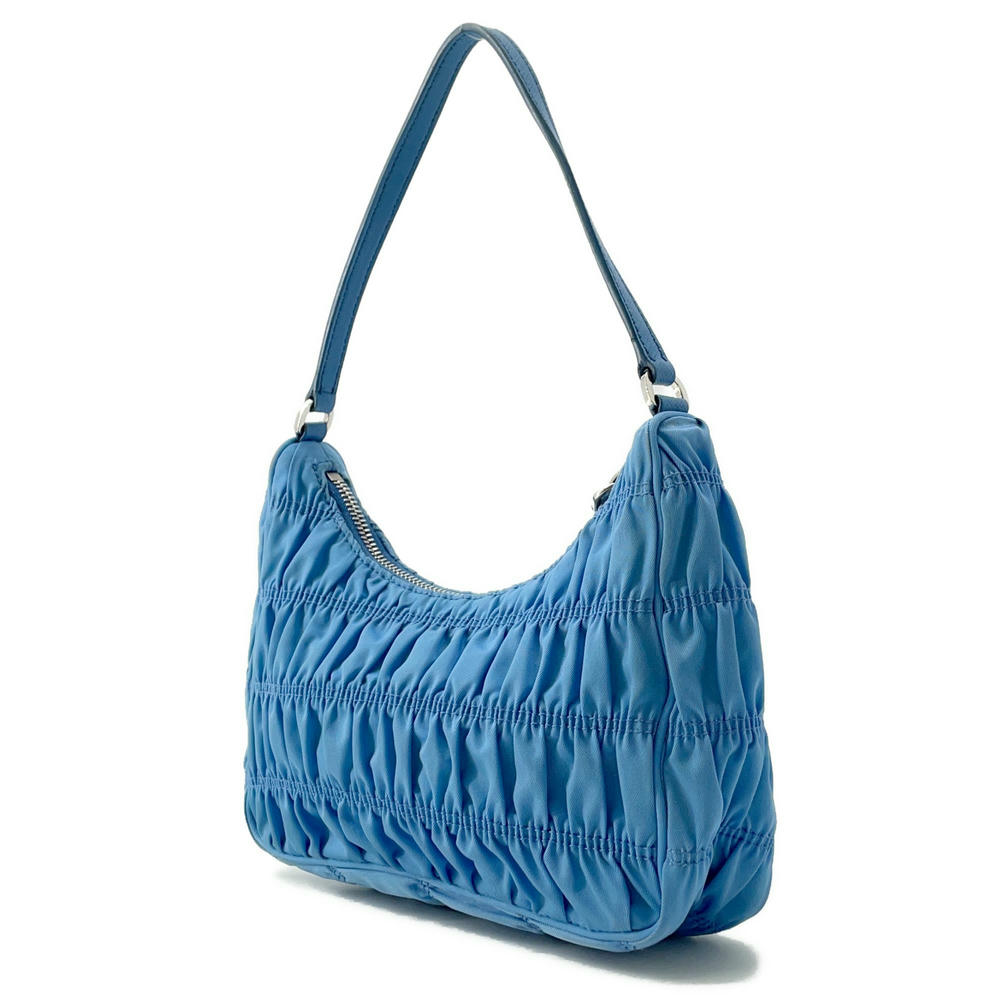 PRADA ?Gathered One Shoulder Bag Light Blue1NE204 Nylon