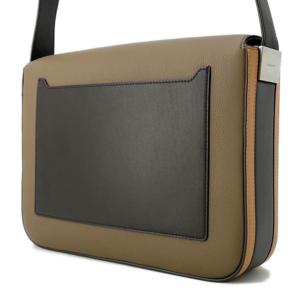 BURBERRY Flap messenger bag Brown Leather