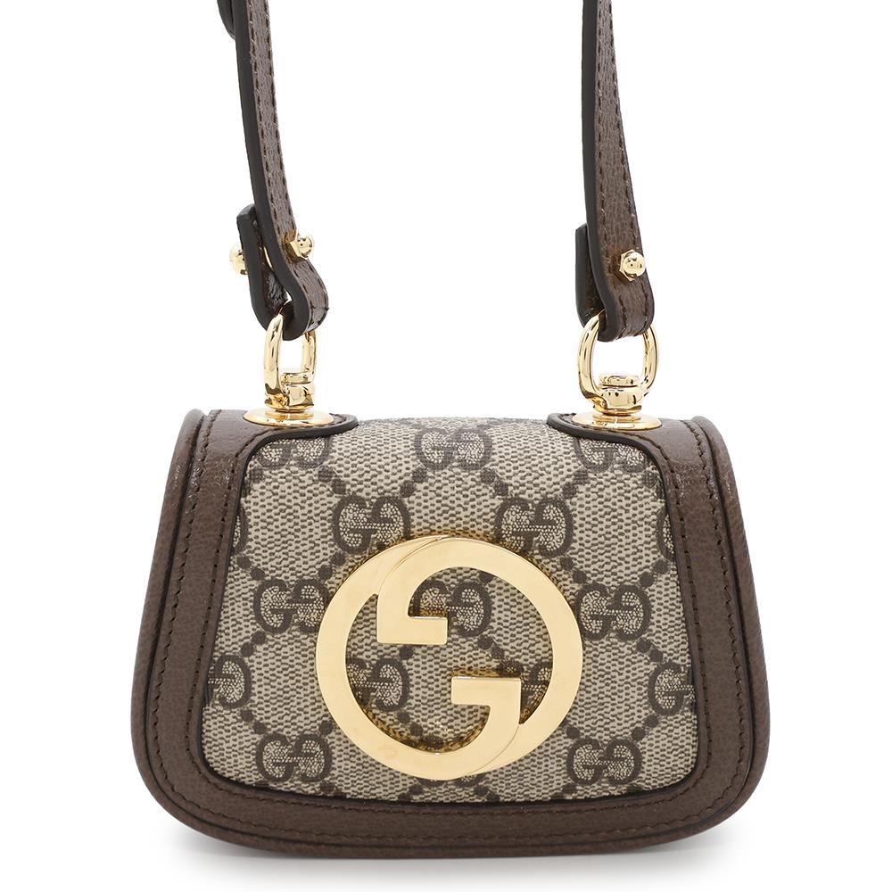 GUCCI Interlocking G Blondie GG Supreme Shoulder Wallet Beige/Brown698635 PVC/Leather