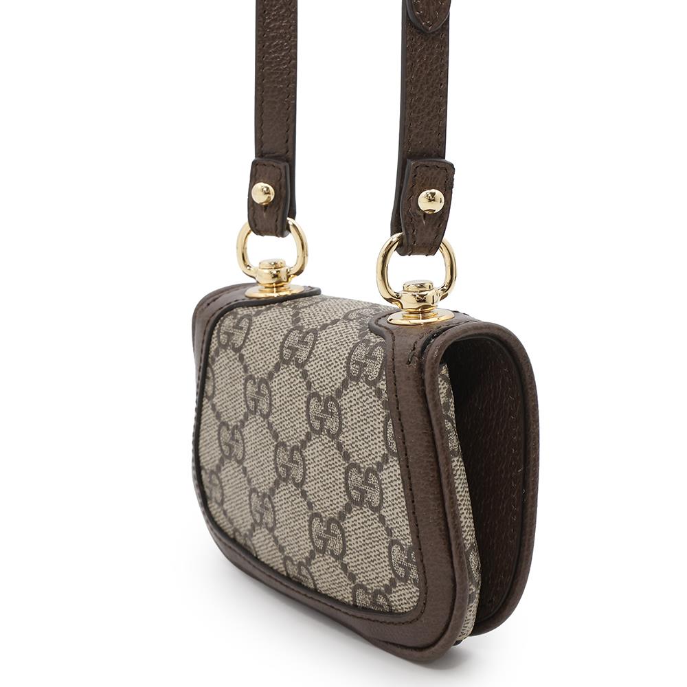 GUCCI Interlocking G Blondie GG Supreme Shoulder Wallet Beige/Brown698635 PVC/Leather