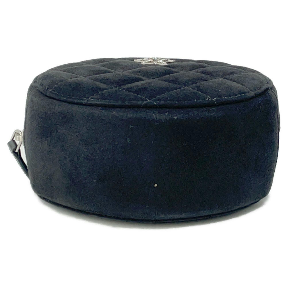 CHANEL Matelasse Star Motif Round ChainShoulder Black suede
