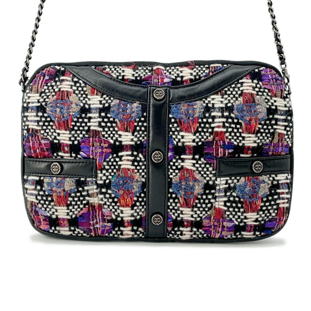 CHANEL Girl Chanel ChainShoulder Bag Black/Multicolor Tweed Lambskin