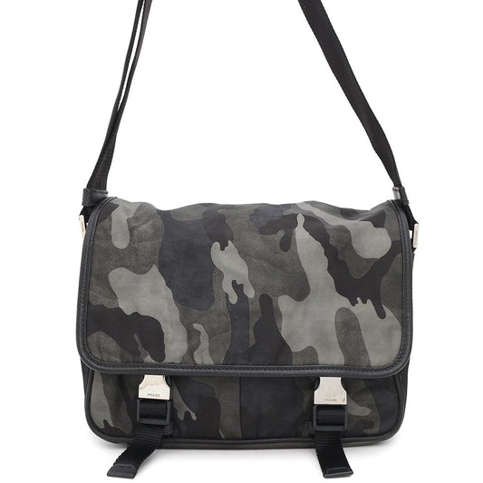 PRADA ?CamouflagePattern Shoulder Bag Khaki/Black Nylon