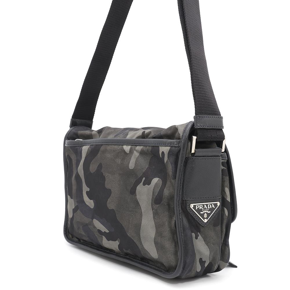 PRADA ?CamouflagePattern Shoulder Bag Khaki/Black Nylon