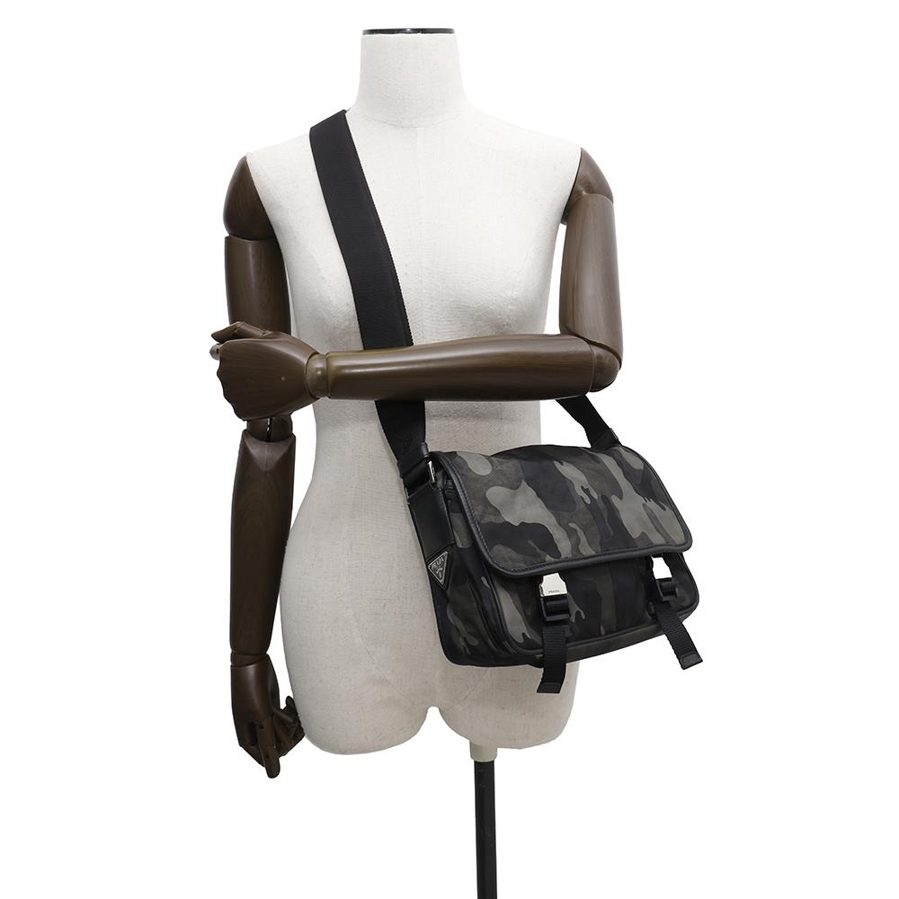 PRADA ?CamouflagePattern Shoulder Bag Khaki/Black Nylon