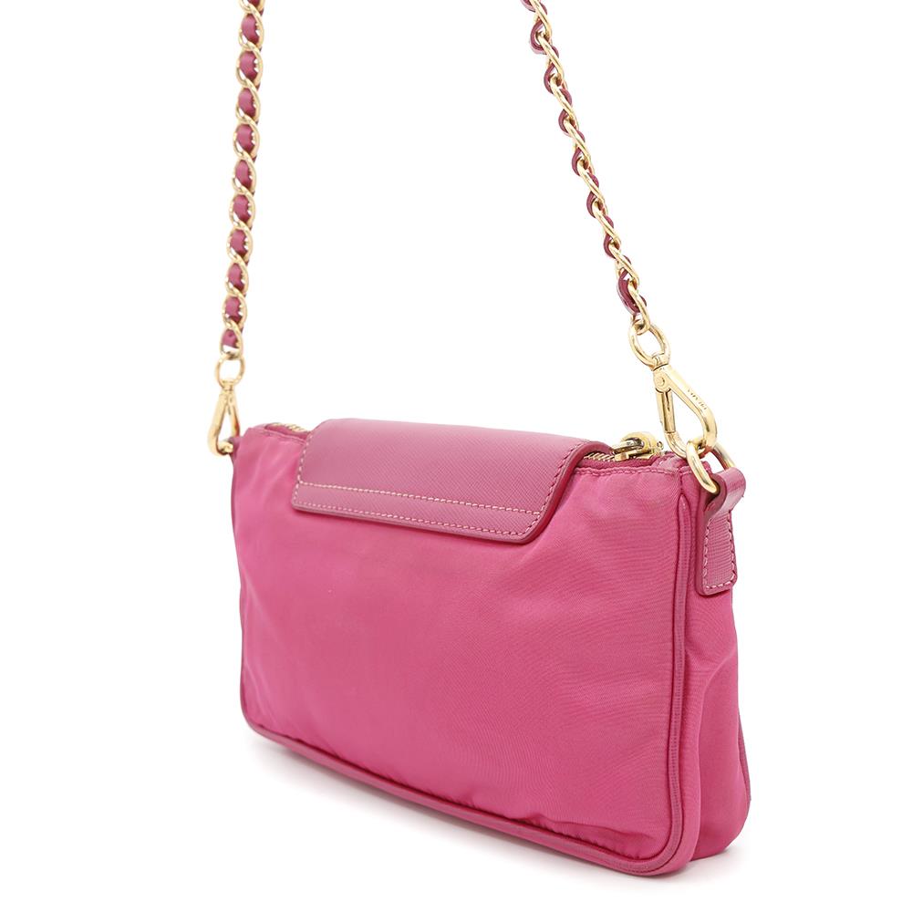 PRADA ?Shoulder Bag Pink Saffiano LeatherLeather Nylon