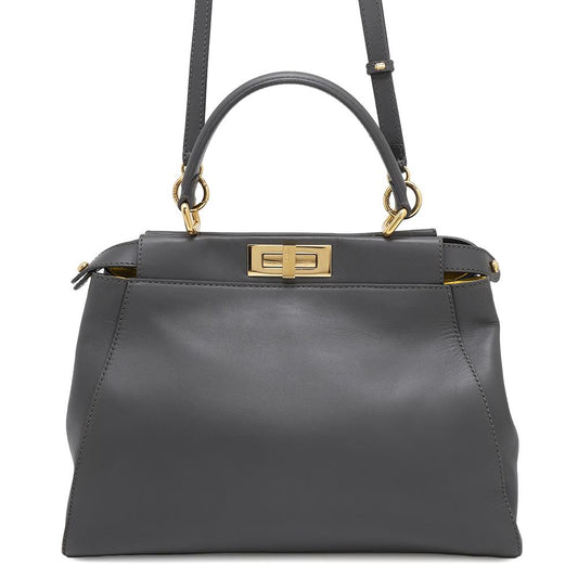 FENDI Peekaboo 2wayBag Gray8BN226 Leather Size regular