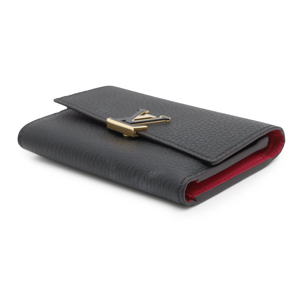 LOUIS VUITTON Portefeuille Capucine Compact Noir/Hot pinkM62157 Taurillon Leather