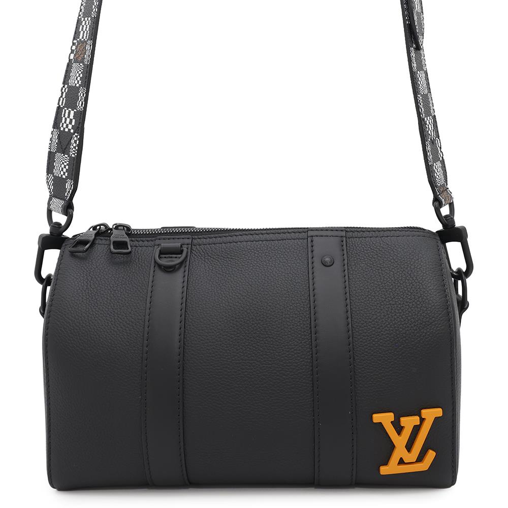 LOUIS VUITTON Cityã»Keepall NoirM57417 Grain Leather Damier - Distorted