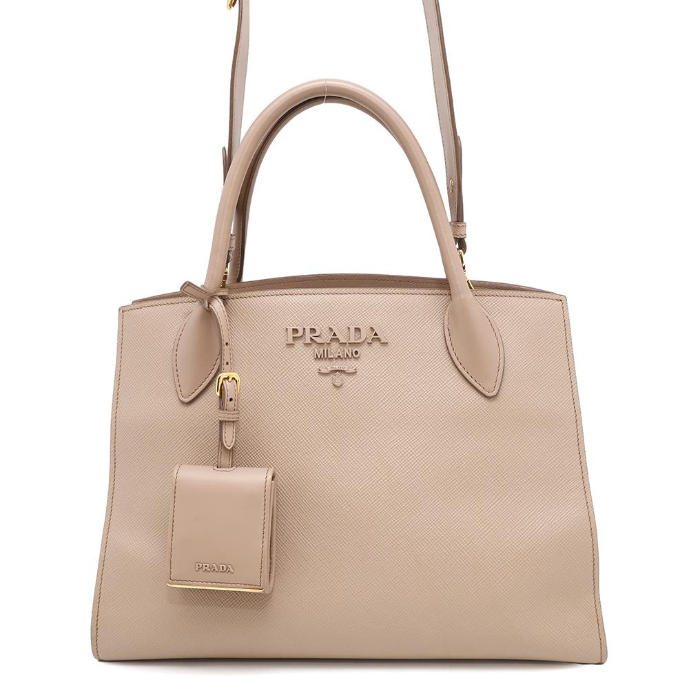 PRADA ?Mono Chrome 2WAYBag Jasmin Flower1BA155 Leather