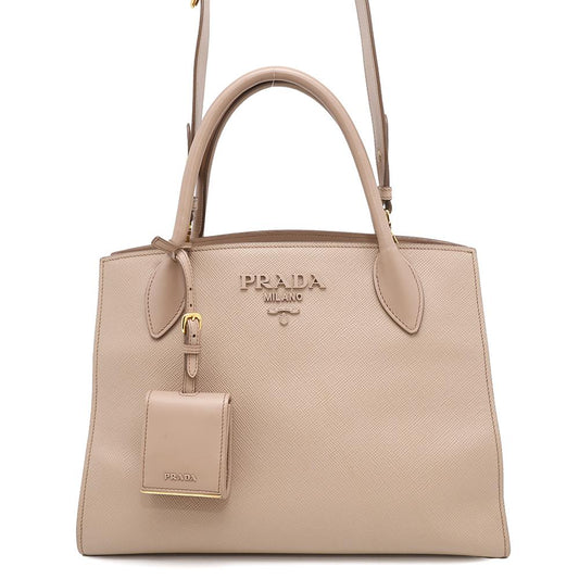 PRADA ?Mono Chrome 2WAYBag Jasmin Flower1BA155 Leather