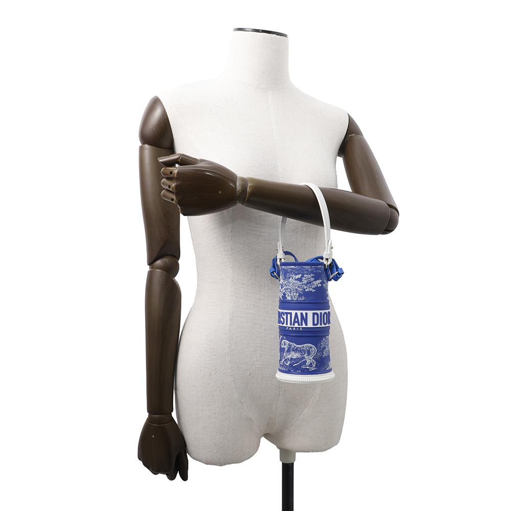 Dior Toile de Jouy Bottle Holder BlueS6205OGTJ Rubber Leather