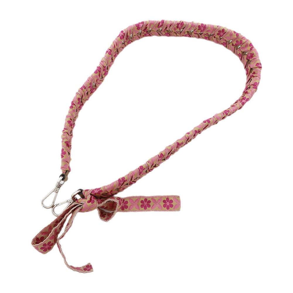 FENDI Strap You Ribbon Floral Pink8AV077 Leather Cotton