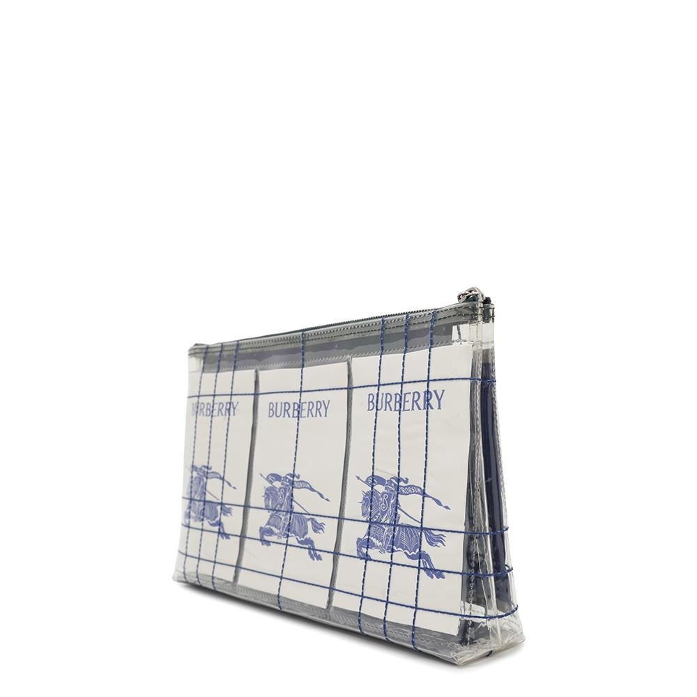 BURBERRY EKD Label Pouch White/Transparent Plastics Canvas