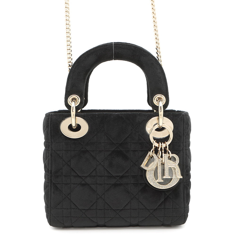 Dior ?Lady Dior Black Velour Size Mini
