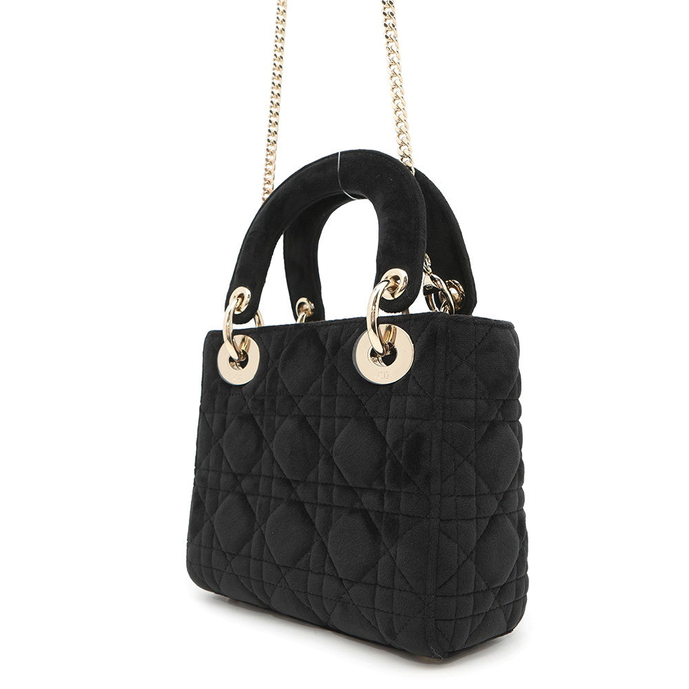 Dior ?Lady Dior Black Velour Size Mini