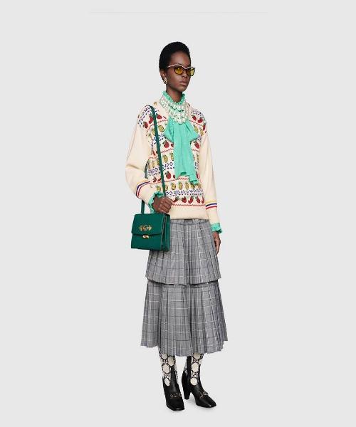 Gucci Zumi Grainy Leather Small Shoulder Bag Dark Green