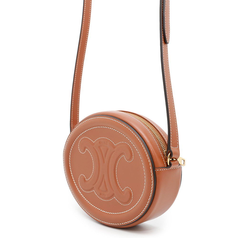 CELINE Cuir Triomphe Oval Purse Shoulder Brown10I703DPQ Leather