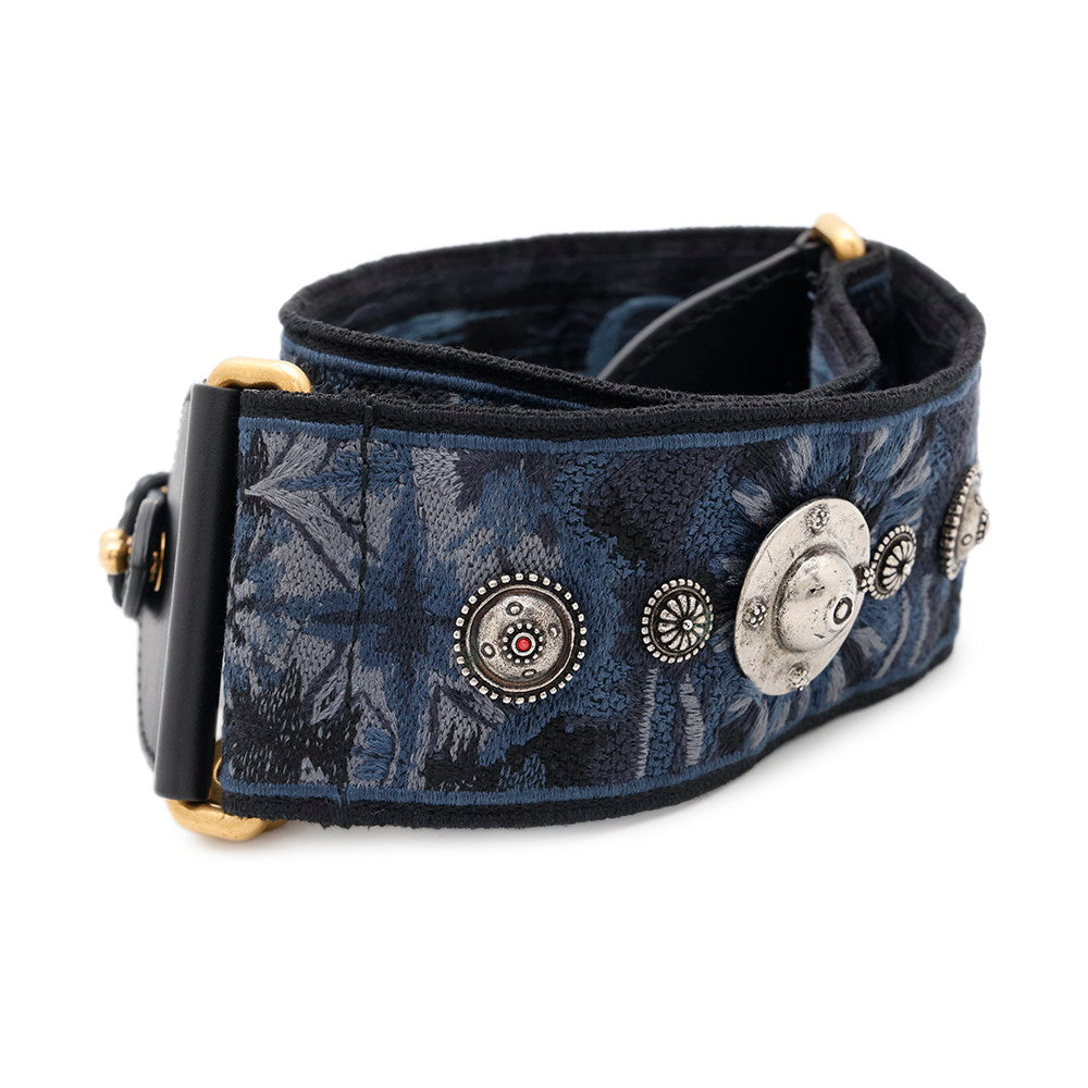 Dior Medallion Embroidery  Shoulder Strap BlueAY5626W3 Canvas Leather
