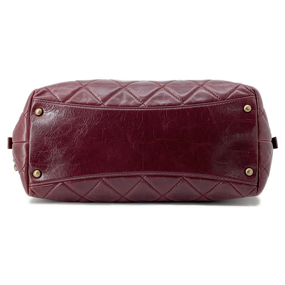 CHANEL Matelasse 2WAY Bowling Bag Bordeaux Leather