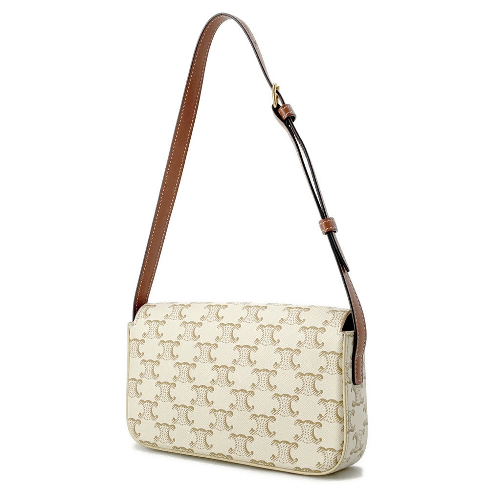 CELINE Triomphe One Shoulder Bag White194142 PVC Leather
