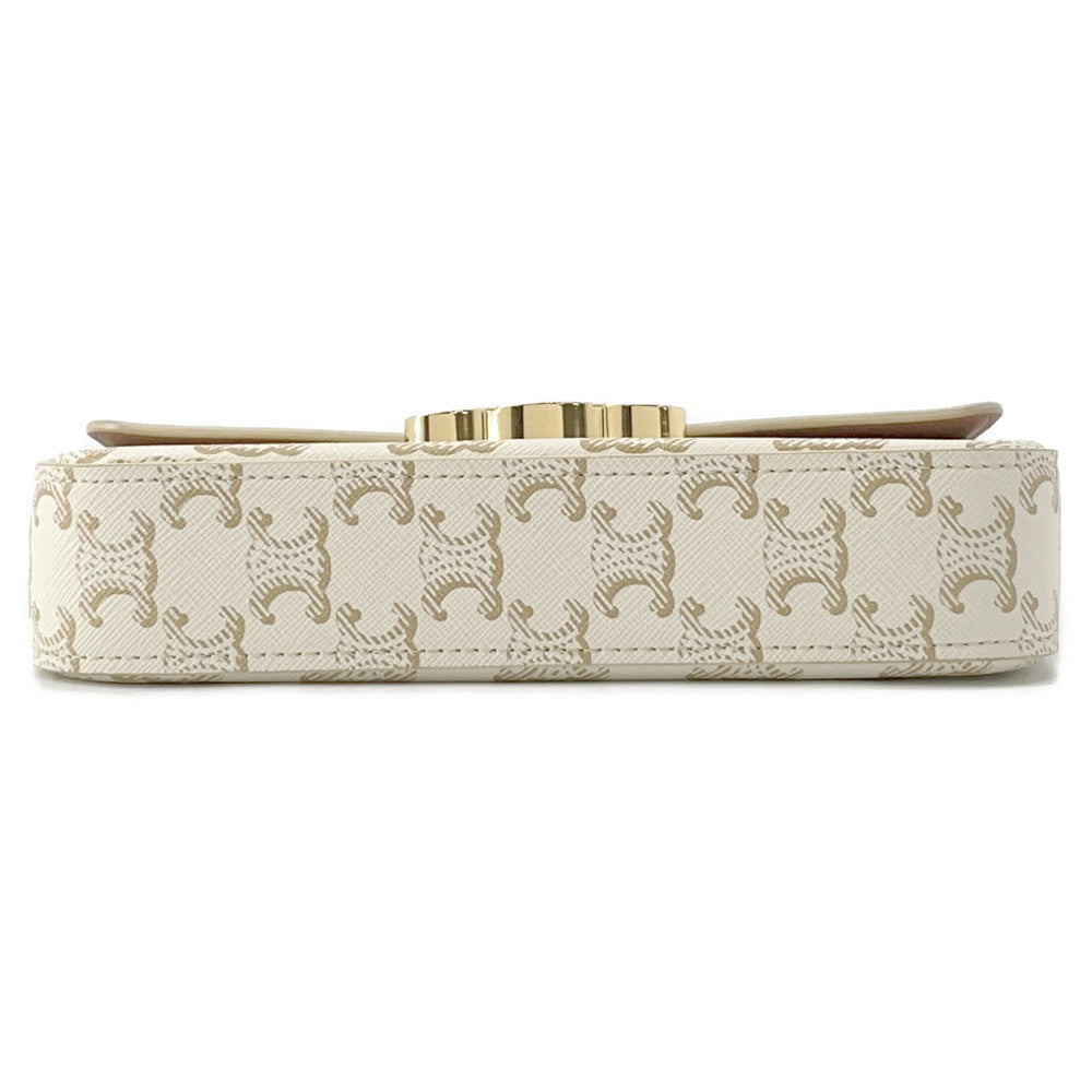 CELINE Triomphe One Shoulder Bag White194142 PVC Leather