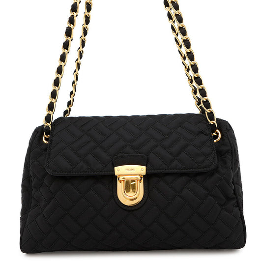 PRADA ?Quilted ChainShoulder Bag BlackBR4965 Nylon