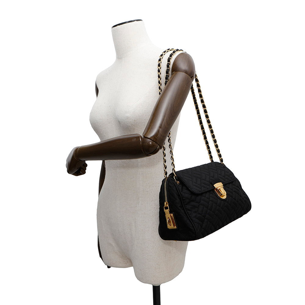 PRADA ?Quilted ChainShoulder Bag BlackBR4965 Nylon