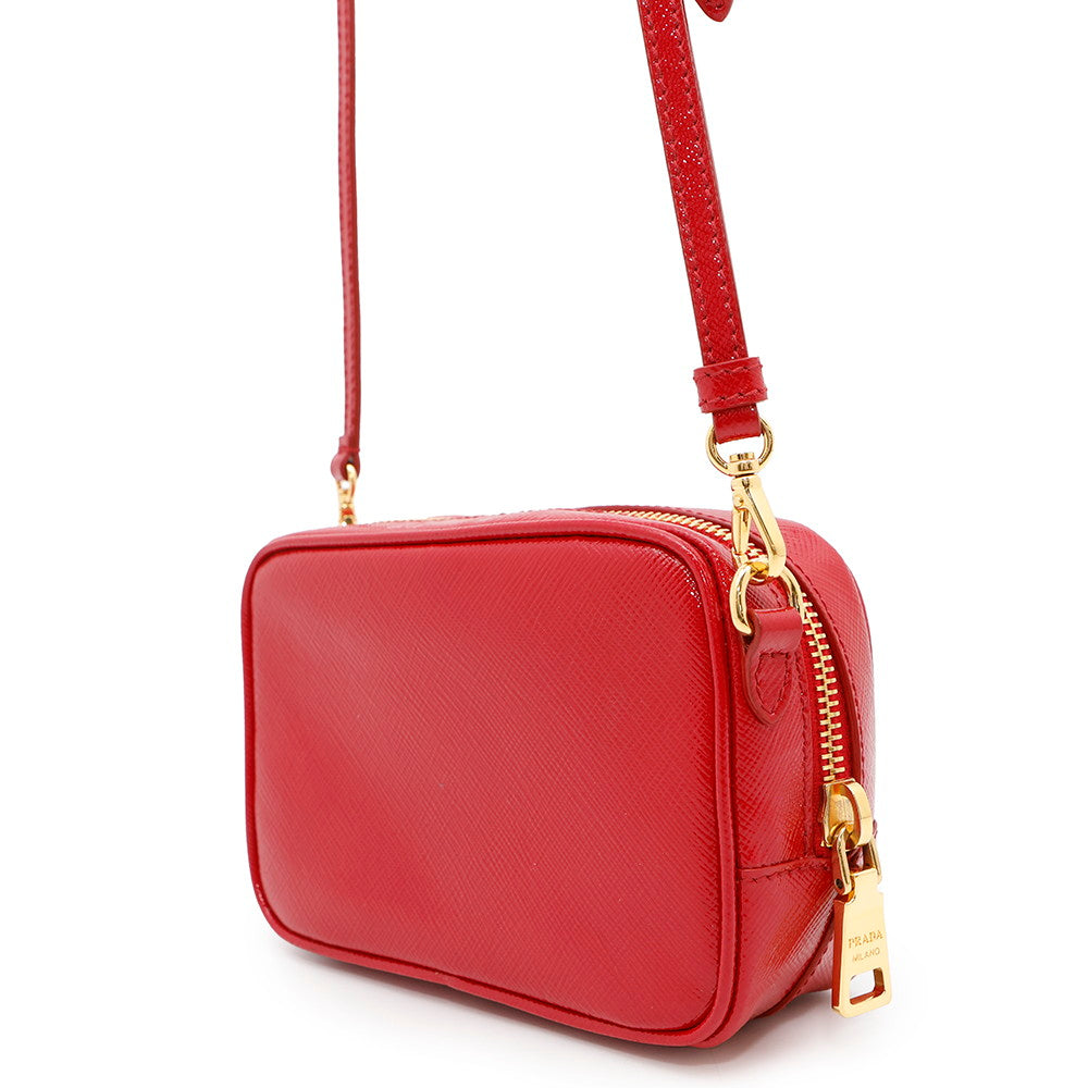 PRADA ?Camera Shoulder Bag Red Patent Leather