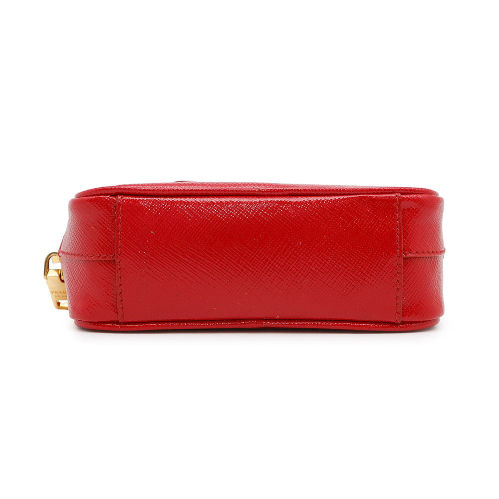 PRADA ?Camera Shoulder Bag Red Patent Leather