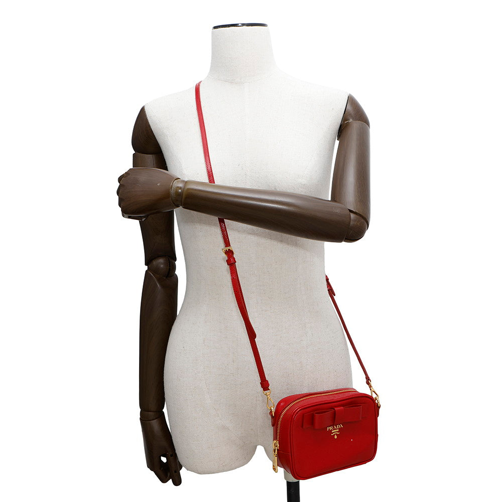 PRADA ?Camera Shoulder Bag Red Patent Leather