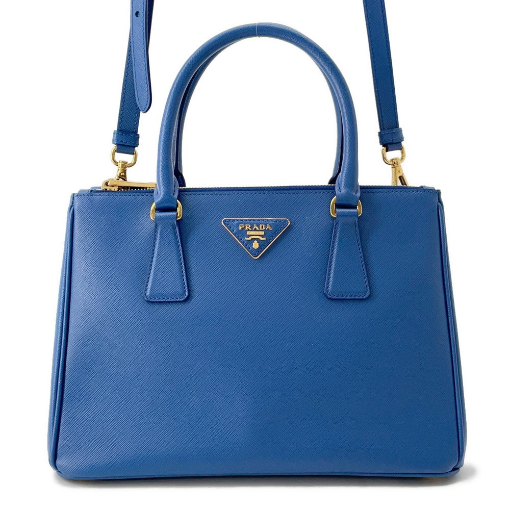 PRADA ?Galleria 2WAY Handbag Blue1BA863 Leather