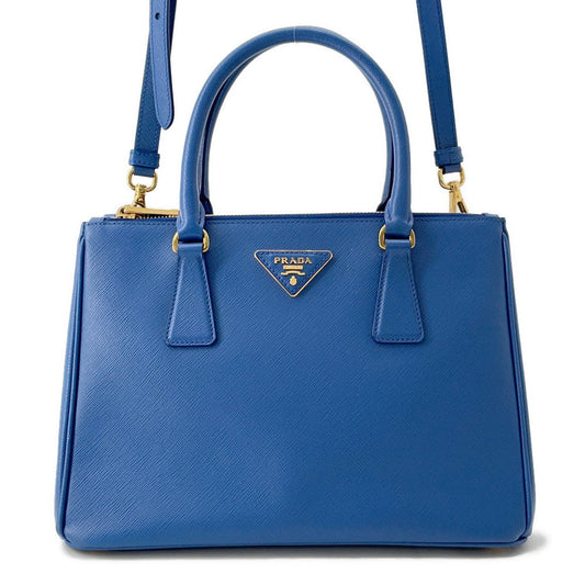 PRADA ?Galleria 2WAY Handbag Blue1BA863 Leather