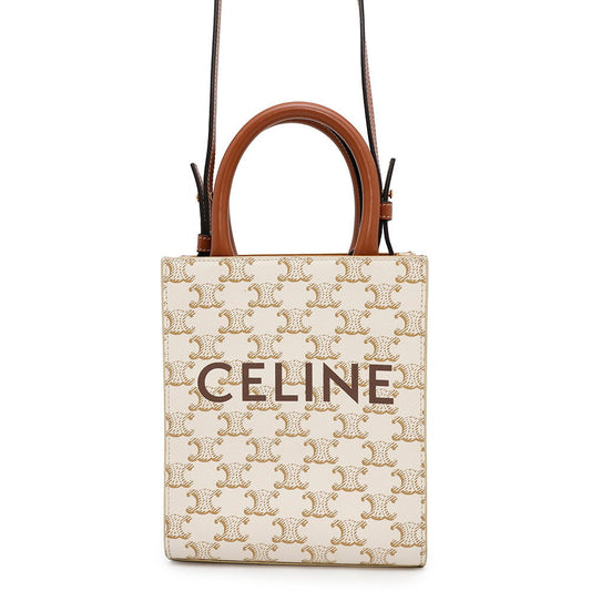 CELINE Triomphe Vertical Cabas White194372BZK.01BC PVC Leather Size Mini