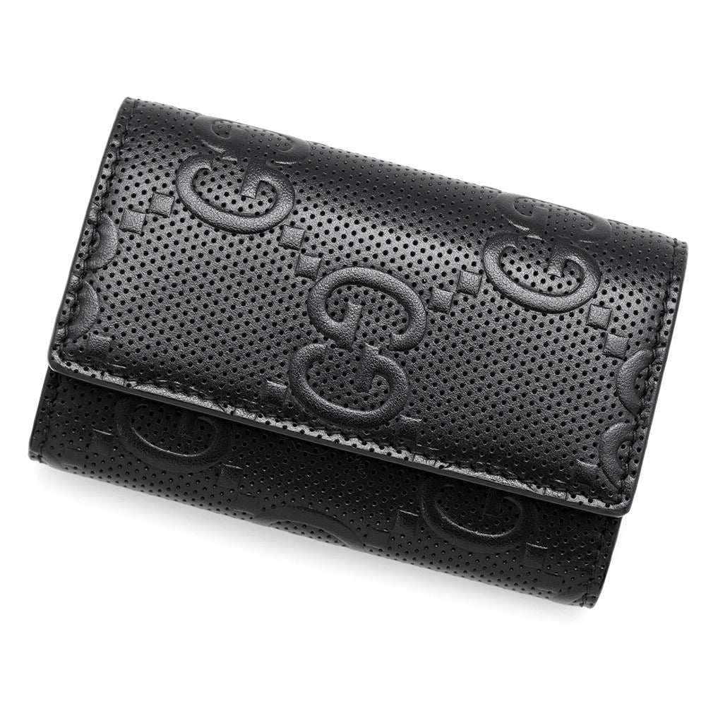 GUCCI GG Embossed 6-Key Case Black625565 Leather
