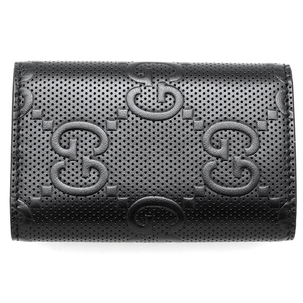 GUCCI GG Embossed 6-Key Case Black625565 Leather