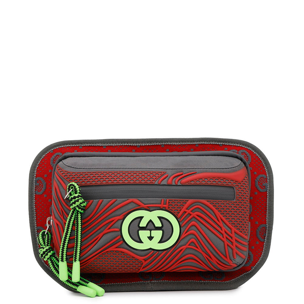 GUCCI GGNylon Belt Bag Gray/Red/Green752102 Nylon Rubber