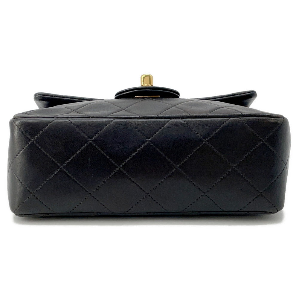 CHANEL Mini Matelasse ChainShoulder Bag Black Lambskin Size 18