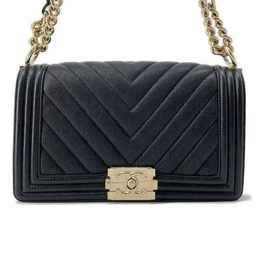 CHANEL Boy Chanel ChainShoulder Bag BlackA67086 Soft Caviar Leather Size 25
