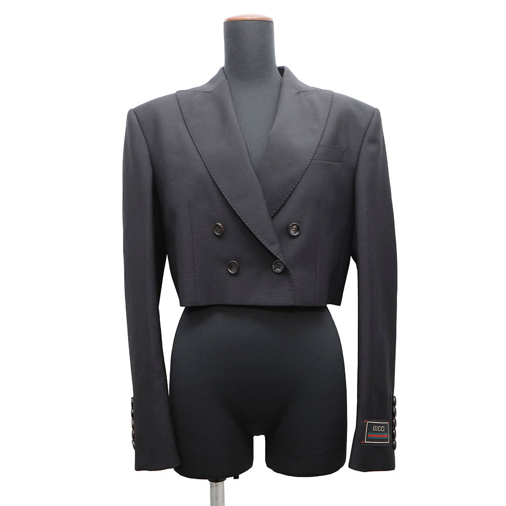 GUCCI ?Tailored Jacket Size 40 Black737459 Mohair 60% Wool 40%